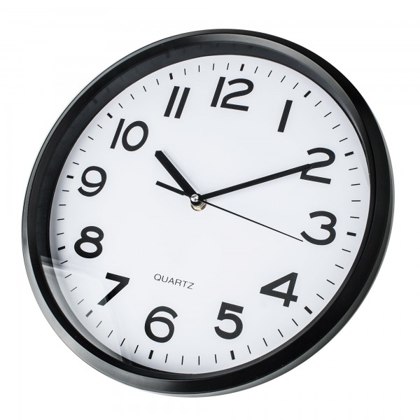 Reloj pared blanco/negro redondo 30cm
