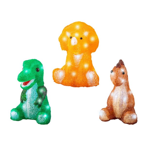 Figura acrílica de dinosaurio, uso exterior, blanco frío, 20 leds, modelos variados, 22 cm